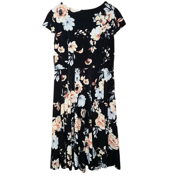 Studio One New York - NWT - Black Floral Dress - Size Small Petite - Picture 1 of 15